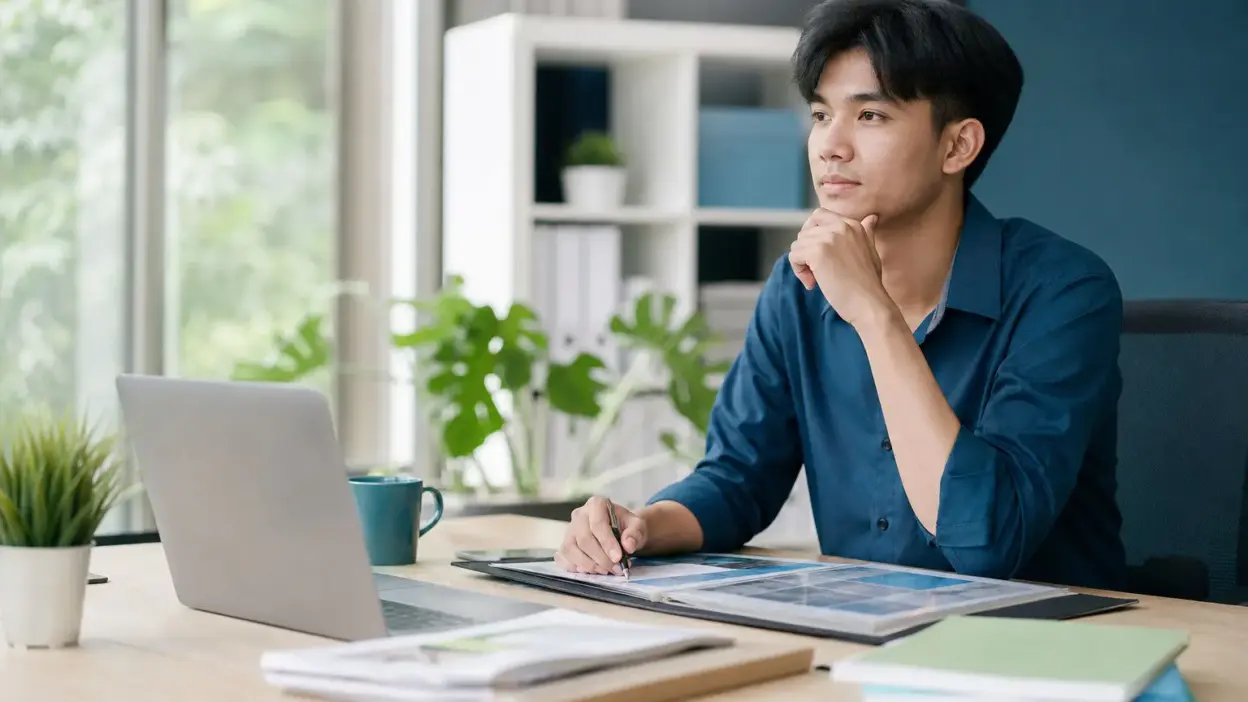 Mahasiswa fresh graduate menyusun CV portofolio untuk menghubungkan cerita belajar dan dunia kerja