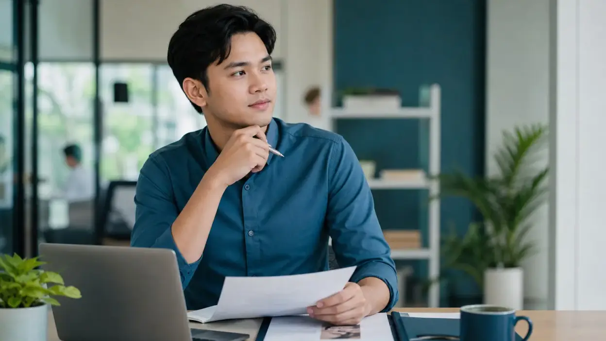 Profesional muda berdiskusi dengan atasan menerapkan psikologi di tempat kerja untuk citra profesional yang wajar