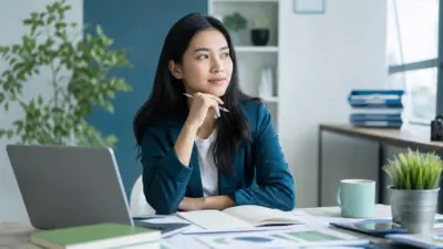 Fresh graduate duduk di kantor sedang mengevaluasi stres kerja awal karier dengan pendekatan psikologi